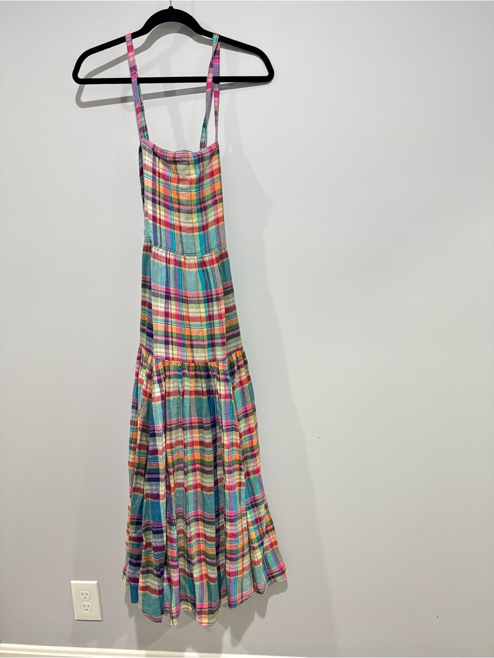 NWT Polo Ralph Lauren Plaid Multicolor Maxi Sundress with Spaghetti Straps Size4